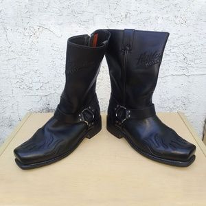 Harley-Davidson Leather Zipper Flames Boots